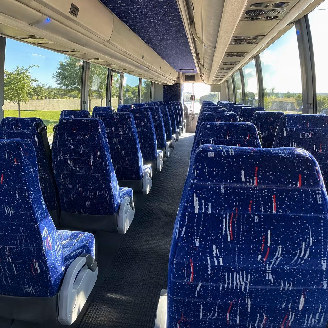 redding charter bus rental interior